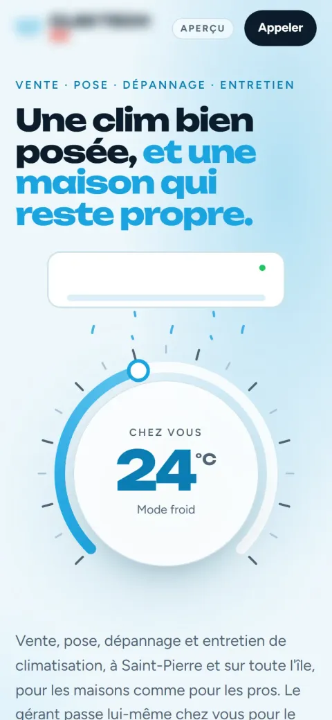 Le site d'un installateur de climatisation