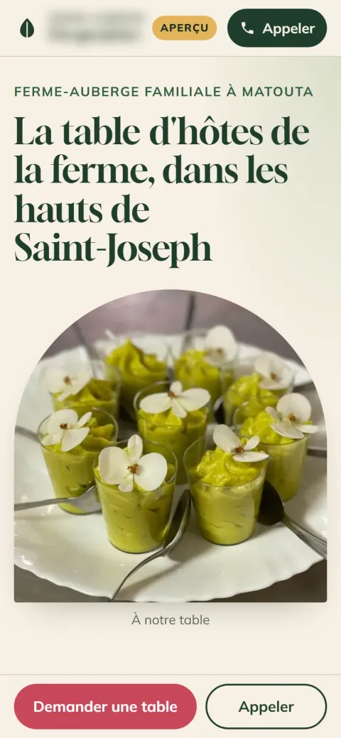 Le site d'une ferme-auberge de Saint-Joseph