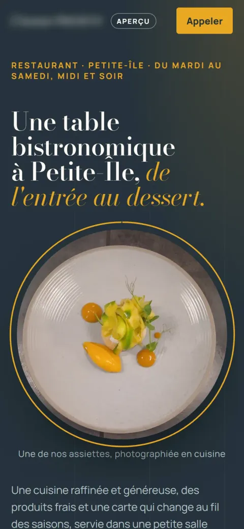 Le site d'un restaurant de Petite-Île